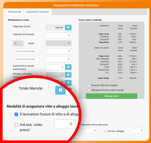 Vitto e alloggio in natura