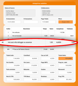 Anteprima cedolino con indennità vitto alloggio durante le assenza