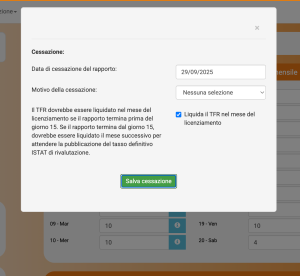 data cessazione prestazione